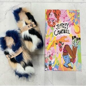 Jeffrey Campbell Leather & Faux Fur Dyed Mules/Slides Size 6.5M